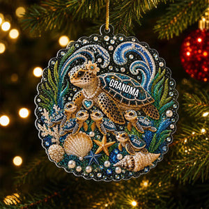 "Blessed To Be Called Grandma" – Personalized Acrylic Ornament | Gift For Grandma, Mom & Sea Turtle Family