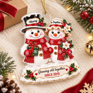 "Snowman Couple β Growing Old Together" β Personalized Acrylic Ornament | Christmas Keepsake For Him & Her