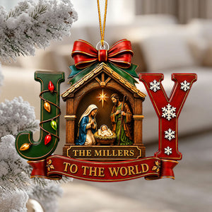 "Joy To The World" – Personalized Christmas Acrylic Hanging Ornament | Holiday Gift For Families
