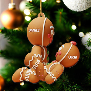 Personalized "Gingerbread Couple" Wood Ornament – Custom Shape Cutout & Print