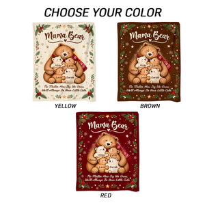Personalized Mama Bear Christmas Blanket โ Custom Kids' Names Bear Family Fleece Blanket, Christmas Gift For Mom From Her Children