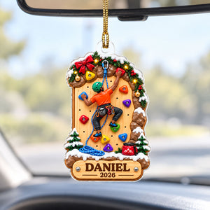 Personalized Rock Climbing Christmas Acrylic Ornament โ Girl Or Boy Design | Custom Name Gift For Kids & Grandchildren