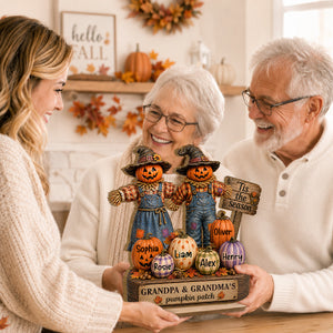 "Grandma & Grandpa's Pumpkin Patch" – Scarecrow Wooden Plaque | Halloween Fall Decor For Her