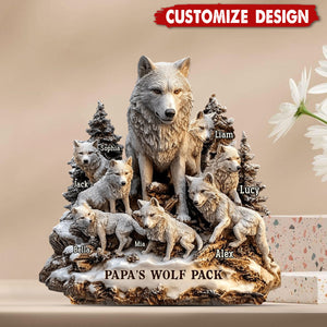 Papa's Wolf - Personalized Father Custom Shaped Acrylic Plaque