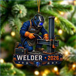 Personalized Welder Christmas Acrylic Ornament – Metalworker Holiday Keepsake | Tradesman Gift 2026