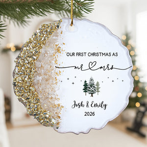 Personalized "Our First Christmas As Mr. & Mrs." Acrylic Hanging Ornament β Wedding & Housewarming Keepsake
