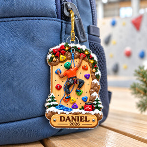 Personalized Rock Climbing Christmas Acrylic Ornament โ Girl Or Boy Design | Custom Name Gift For Kids & Grandchildren