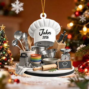 Personalized Kitchen Christmas Ornament | Chef Gift & Cooking Stove Decor