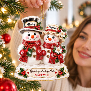 "Snowman Couple β Growing Old Together" β Personalized Acrylic Ornament | Christmas Keepsake For Him & Her