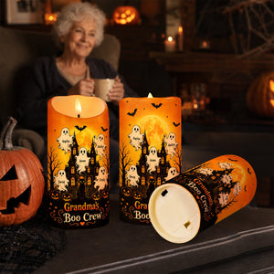 "Grandma's Little Boo Crew" Haunted House β Personalized LED Candle | Halloween Decor For Grandma