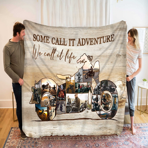 Custom Motorcycle Photo Collage Fleece Blanket – Personalized Wall Decoration Gift For Bikers