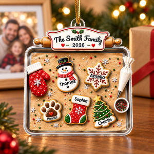 Personalized "Family Gingerbread Cookie" Acrylic Ornament β Holiday Keepsake For Families