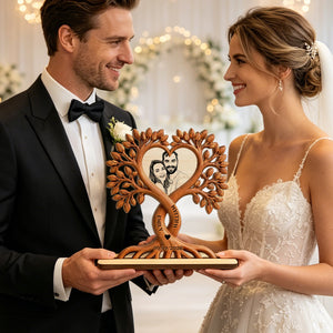 Love Forever Tree - Personalized Custom Wood Plaque With Flat Base