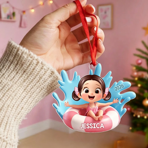 Custom Acrylic "Pool Float Kid" Ornament – Cute Keepsake Gift For Kids & Family