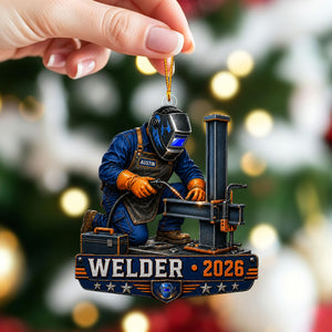 Personalized Welder Christmas Acrylic Ornament – Metalworker Holiday Keepsake | Tradesman Gift 2026