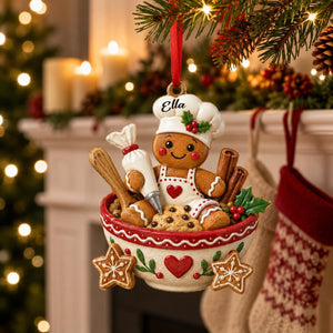 Personalized Gingerbread Chef Ornament β "Baking Spirits Bright" Christmas Decor