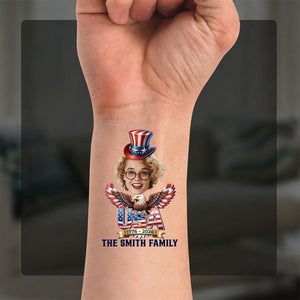 Custom Party Tattoo- Personalized America 250th Anniversary Gifts For Mom, Dad, Brother, Sister, Kids