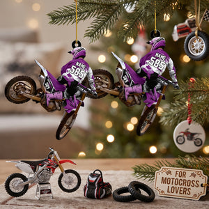 Personalized Motocross Racer Christmas Ornament β Custom Name & Number Keepsake | Gift For Dirt Bike Riders & Motocross Lovers