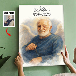 Custom Watercolor Portraits Personalized Canvas Poster,Loss Of Loved One Gift