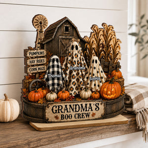 Personalized "Grandma's Boo Crew" Pumpkin Patch Plaque – Halloween Gift For Grandma
