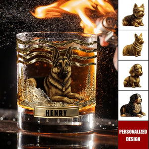 Personalized Whiskey Glass With Dog Design β A Unique Gift For Dog Lovers And Whiskey Drinkers