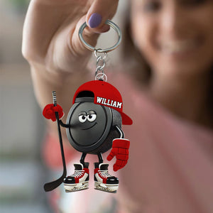 Personalized Name Ice Hockey Keychain, A Gift For Ice Hockey Enthusiasts
