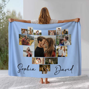 Custom Photo Blanket For Couples – Personalized Gift For Husband, Wife & Anniversary