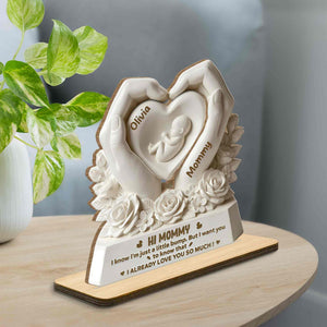 Personalized "Hi Mommy, Little Bump" Wood Plaque โ Gift For Expecting Moms