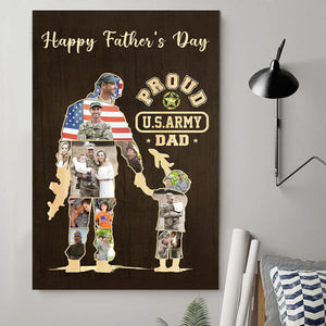 Personalized Army Dad and Son Canvas, Army Soldier Photo Collage Canvas