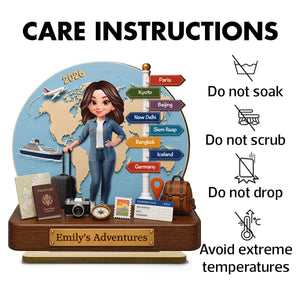 "Travel Adventure" – Personalized Wooden Plaque | Gift For Travel Lovers & Explorers