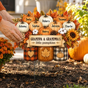"Cozy Fall Mason Jars & Pumpkins" – Personalized Yard Sign | Fall Decor For Grandparents