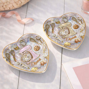 Gift For Bakers & Cookie Lovers β Personalized "Baking With Love" Jewelry Dish