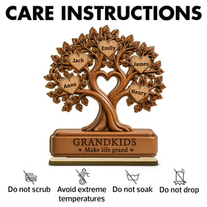 "Grandkids Make Life Grand" – Personalized Wooden Plaque | Gift For Grandma, Grandpa & Grandparents
