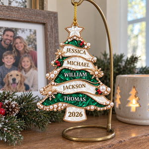 Personalized Golden Pearl Christmas Tree Acrylic Ornament β Custom Holiday Keepsake Gift