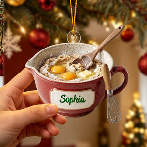 Personalized Vintage Speckled Mixing Bowl Christmas Ornament,Gift for Home Baker