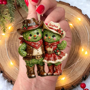 Our First Christmas Together β Personalized Cowboy Couple Wooden Ornament | Custom Keepsake Gift For Couples