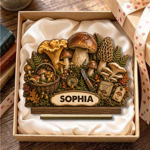 Personalized Mushroom Cluster Shape Wooden Plaque,Gift for Nature lovers,Foragers