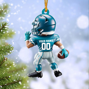 Personalized American Football Christmas Ornament: Custom Player Uniform Acrylic Ornament