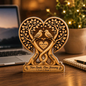 "Two Souls, One Journey" – Personalized Acrylic Plaque | Custom Anniversary Gift & Wedding Decor