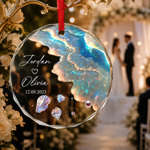 Personalized "Ocean Wave" Glass Ornament β Mermaid Tail Keepsake For Engagement & Wedding Gift