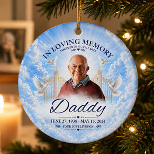 "In Loving Memory β Your Love Lives On" β Personalized Ceramic Ornament | Memorial Gift & Funeral Keepsake