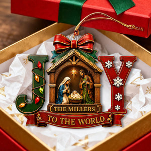 "Joy To The World" – Personalized Christmas Acrylic Hanging Ornament | Holiday Gift For Families