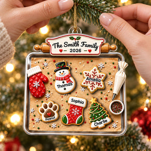 Personalized "Family Gingerbread Cookie" Acrylic Ornament β Holiday Keepsake For Families