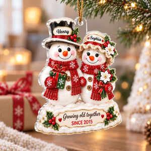 "Snowman Couple β Growing Old Together" β Personalized Acrylic Ornament | Christmas Keepsake For Him & Her