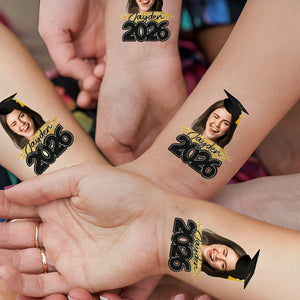 Graduation Tattoo Gift Custom Photo And Text Temporary Tattoo - Personalized Tattoo Fake Tattoo