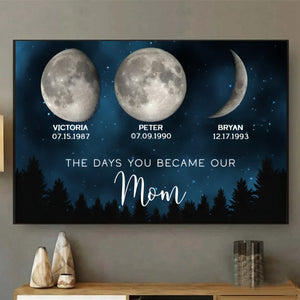 Galaxy Night The Days You Became Our Mom Birthday Moon Phase Personalized Poster, A Heartfelt Gift for Mom’s Birthday