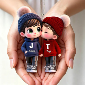 Cute Cartoon LGBT Couple Personalized Acrylic Ornament for Pride Month