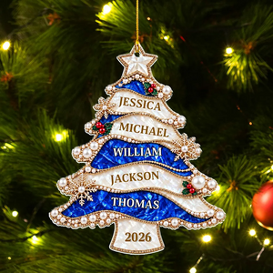 Personalized Golden Pearl Christmas Tree Acrylic Ornament β Custom Holiday Keepsake Gift
