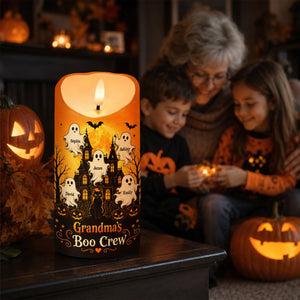 "Grandma's Little Boo Crew" Haunted House β Personalized LED Candle | Halloween Decor For Grandma