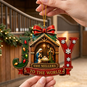 "Joy To The World" – Personalized Christmas Acrylic Hanging Ornament | Holiday Gift For Families